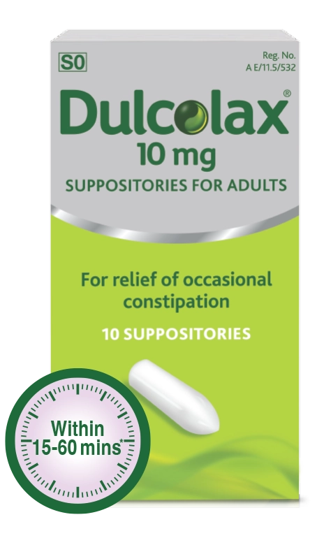 Dulcolax Laxative 10 mg Suppositories Package.